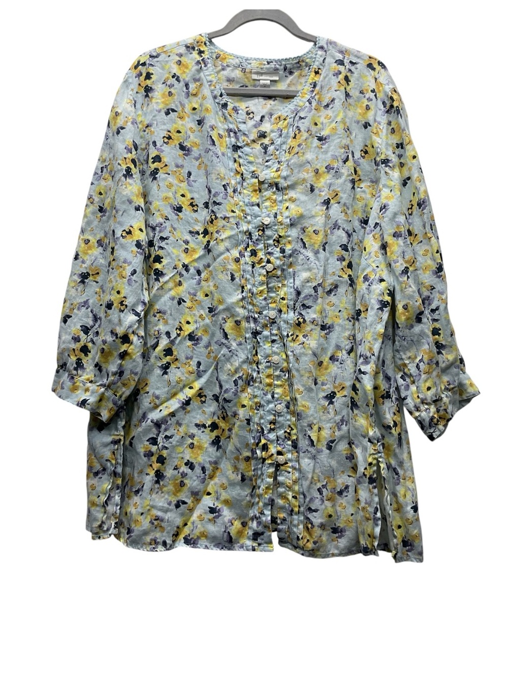 J. Jill Love Linen floral button-front blouse Size 3X multicolor Resortwear